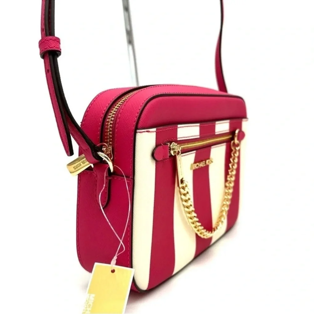 Michael Kors Large EW Zip Chain Xbody Crossbody Bag Electric Pink Multi